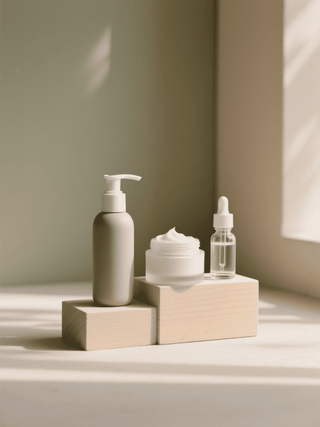 Routine de cosmétique naturelle : nettoyant, brume, sérum, crème et protection solaire