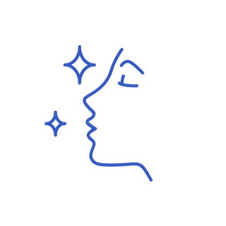 trait représentant visage de femme de profil avec étoile scintillante pour marquer la pureté